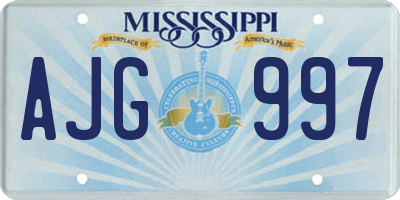 MS license plate AJG997