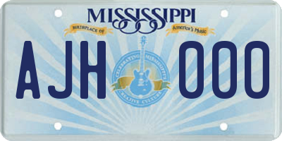 MS license plate AJH000