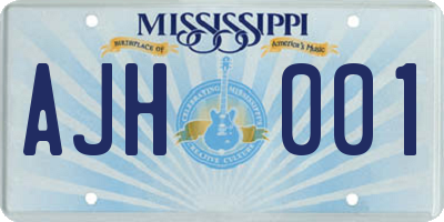 MS license plate AJH001