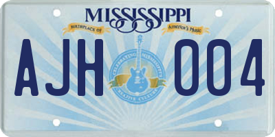 MS license plate AJH004