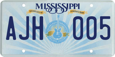 MS license plate AJH005