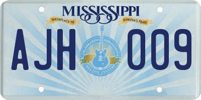 MS license plate AJH009
