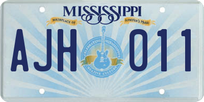 MS license plate AJH011