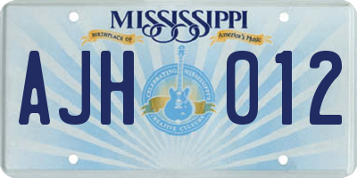 MS license plate AJH012