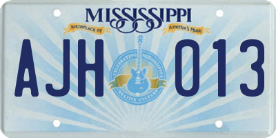 MS license plate AJH013