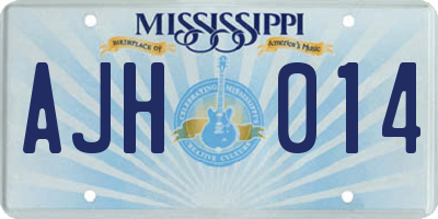 MS license plate AJH014