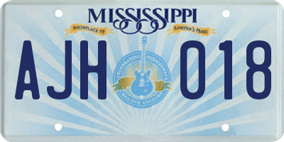MS license plate AJH018