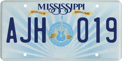 MS license plate AJH019