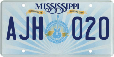 MS license plate AJH020