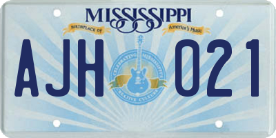 MS license plate AJH021