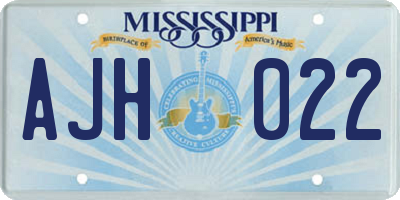 MS license plate AJH022