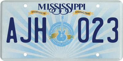MS license plate AJH023