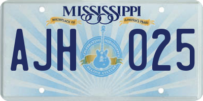 MS license plate AJH025