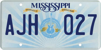 MS license plate AJH027