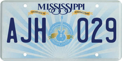 MS license plate AJH029