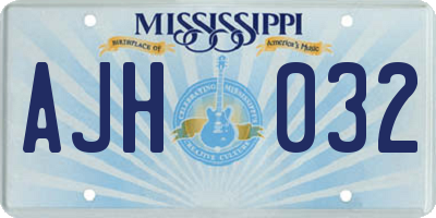 MS license plate AJH032