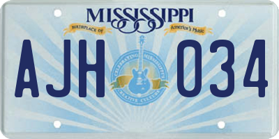 MS license plate AJH034