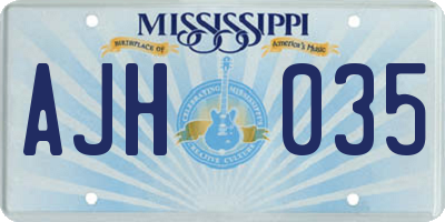 MS license plate AJH035