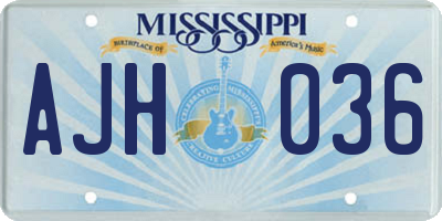 MS license plate AJH036