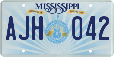 MS license plate AJH042