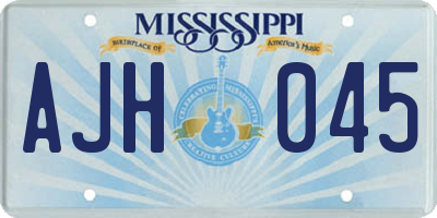 MS license plate AJH045