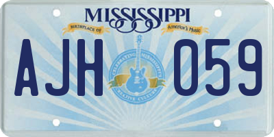 MS license plate AJH059