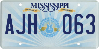 MS license plate AJH063