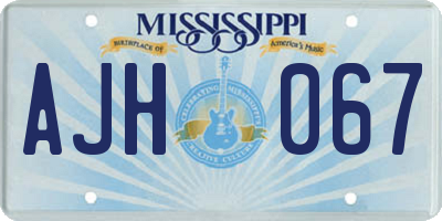 MS license plate AJH067