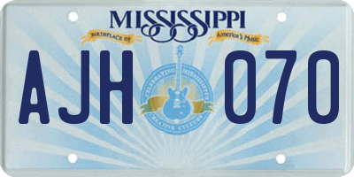 MS license plate AJH070
