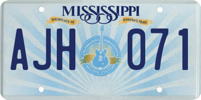 MS license plate AJH071
