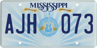 MS license plate AJH073