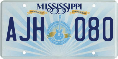 MS license plate AJH080
