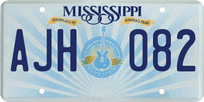 MS license plate AJH082
