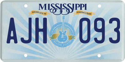 MS license plate AJH093