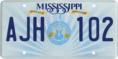 MS license plate AJH102