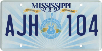 MS license plate AJH104