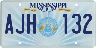 MS license plate AJH132