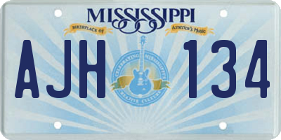 MS license plate AJH134