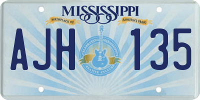 MS license plate AJH135
