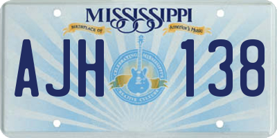 MS license plate AJH138