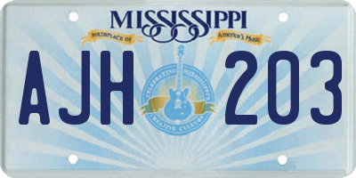 MS license plate AJH203