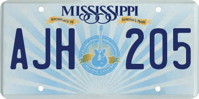 MS license plate AJH205