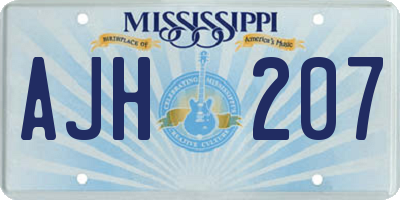 MS license plate AJH207