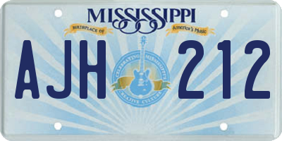 MS license plate AJH212