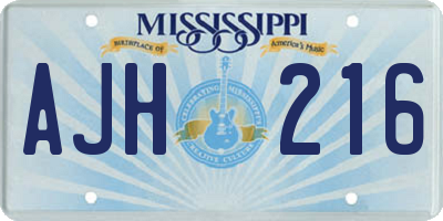 MS license plate AJH216