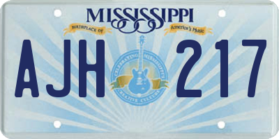 MS license plate AJH217