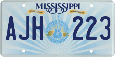 MS license plate AJH223