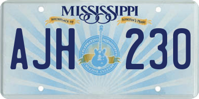 MS license plate AJH230