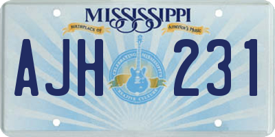 MS license plate AJH231