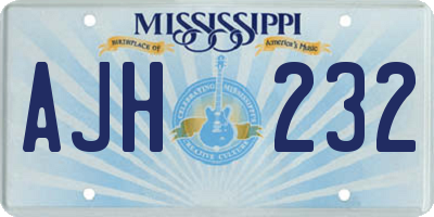 MS license plate AJH232